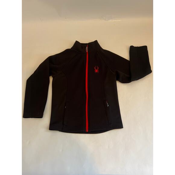 SPYDER CONSTANT FZ STRYKE JACKET MOCK TURTLE NECK WITH POCKETS BLACK RED SIZE 8 - Picture 1 of 14